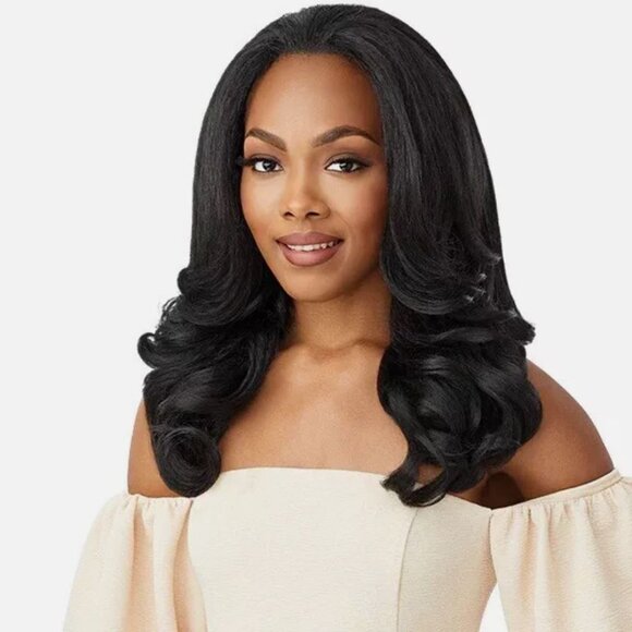 Outre Quick Weave Half Wig STUNNA Style Color 1B Off Black Synthetic Material - Picture 1 of 3
